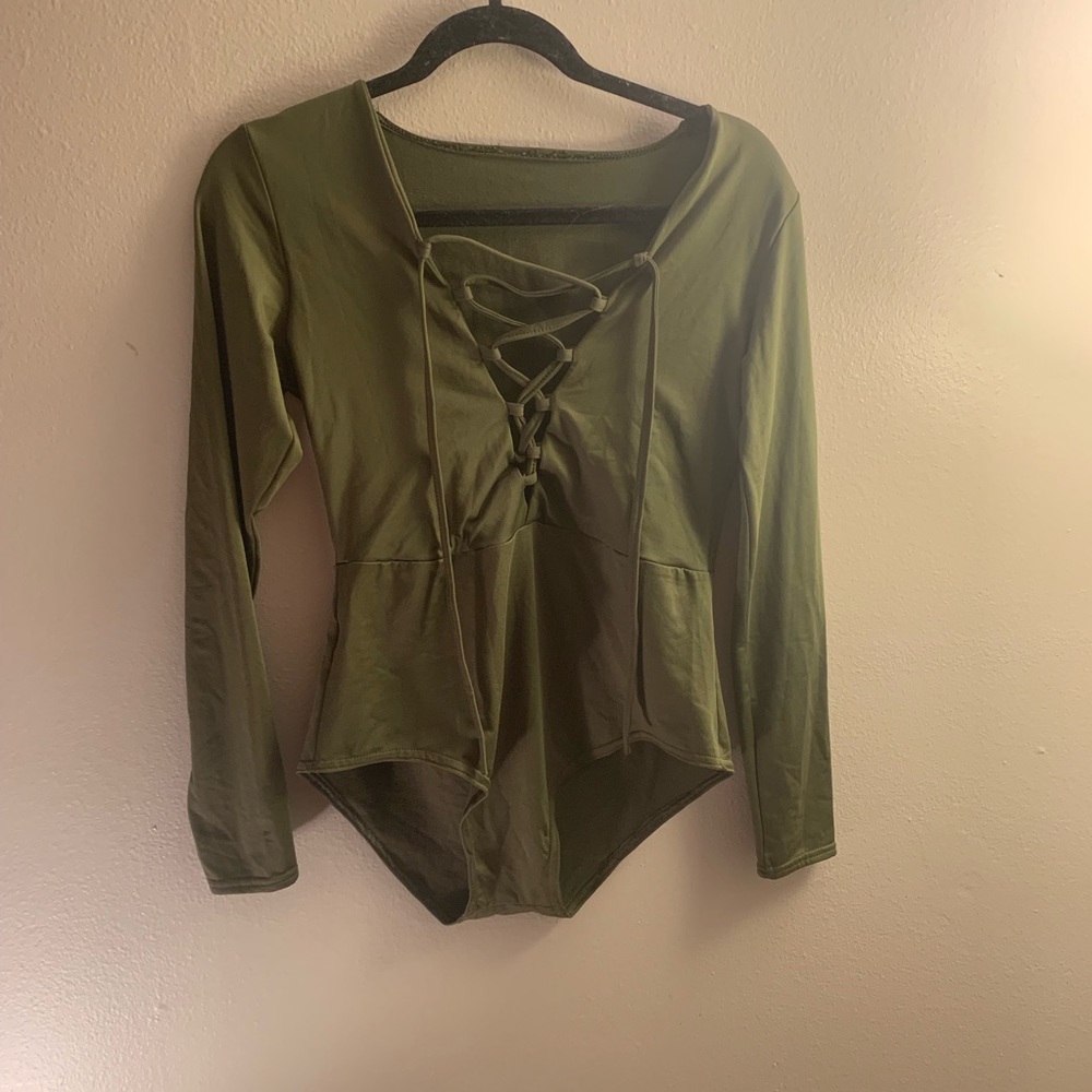 Olive Tie Up Bodysuit